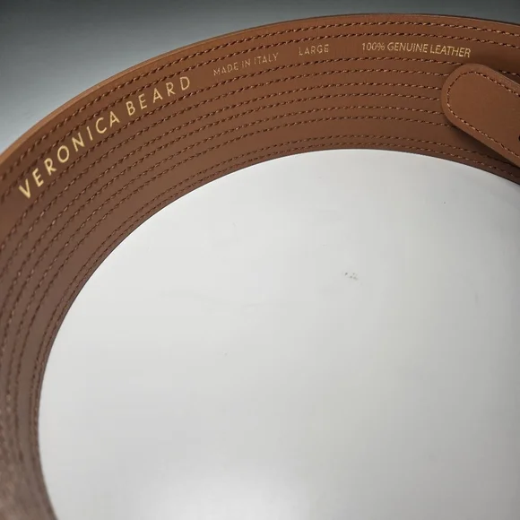 Veronica Beard Kiara Leather Belt Brown Honey Chunky Coastal Cowgirl Size L